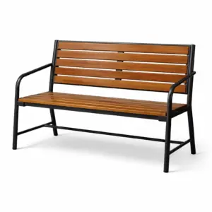 Panchina in Legno e Metallo Nero 122x60x81 cm