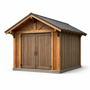 Capanno in Legno e Metallo Marrone 300x250x250 cm