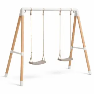 Set di altalena per bambini doppia in acciaio e sedili in polipropilene 240x160x210 cm