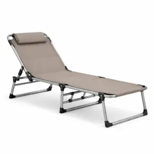 Sedia a sdraio pieghevole in alluminio e poliestere grigio talpa
