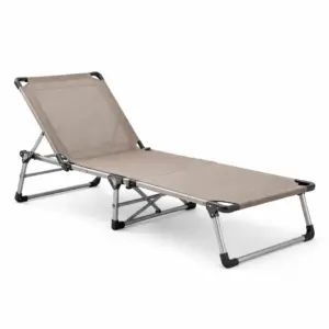 Sedia a sdraio pieghevole in acciaio e tessuto Marrone chiaro 200x59x37 cm