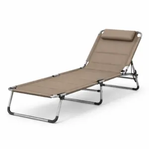 Sedia a sdraio in alluminio e tessuto Oxford marrone chiaro 190x55x35 cm